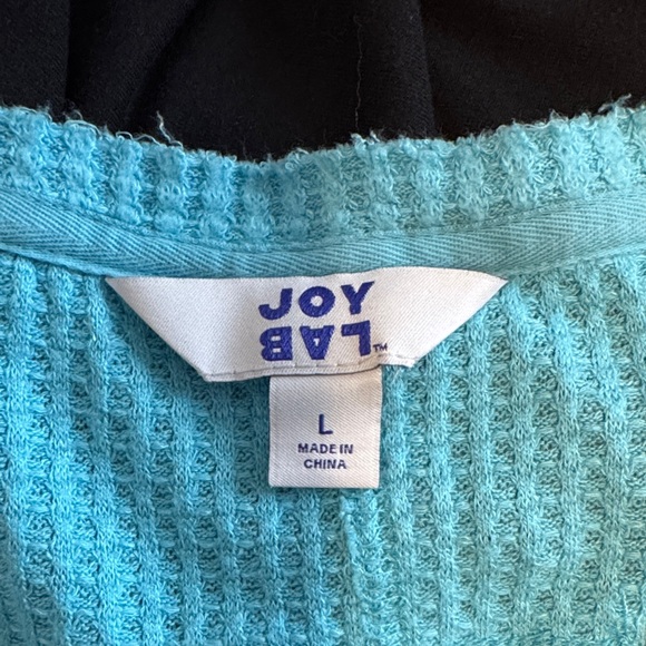 JoyLab Turquoise V-Neck Waffle Knit Sweatshirt - Picture 3 of 3